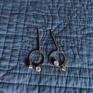 Chic Silver Hoop Earrings with White Beads